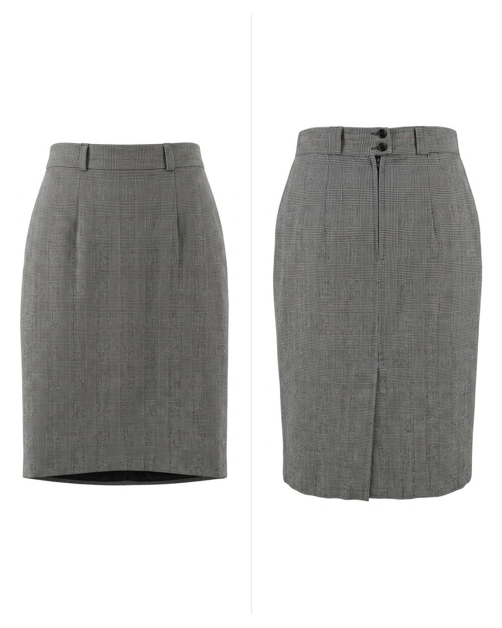 Vintage Sabrina B Gray Lined Pencil Knee Length Plaid Skirt Women Size 16 - Picture 1 of 9
